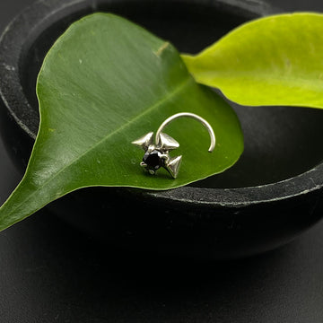 Black Onyx & Silver Nose Pin